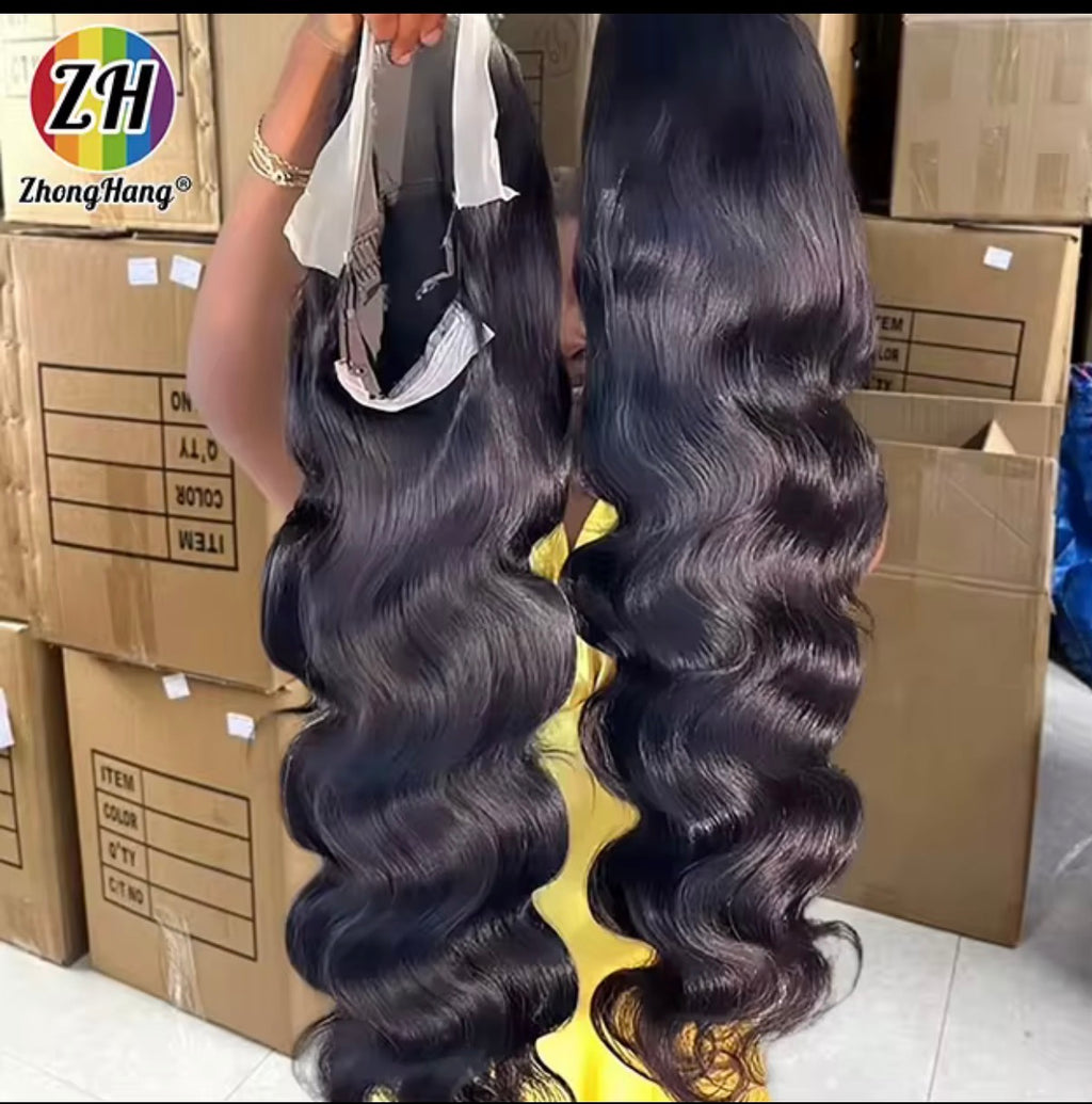 🔥 Perruque Vague Naturelle – Noir & Marron Mélangés ✨ 24 & 28 pouces